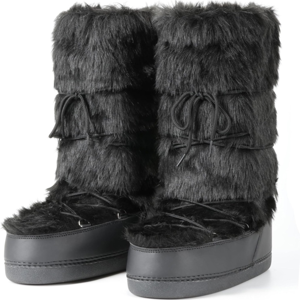 Women's Black Winter Fur Boots Size 39/40 NWOT